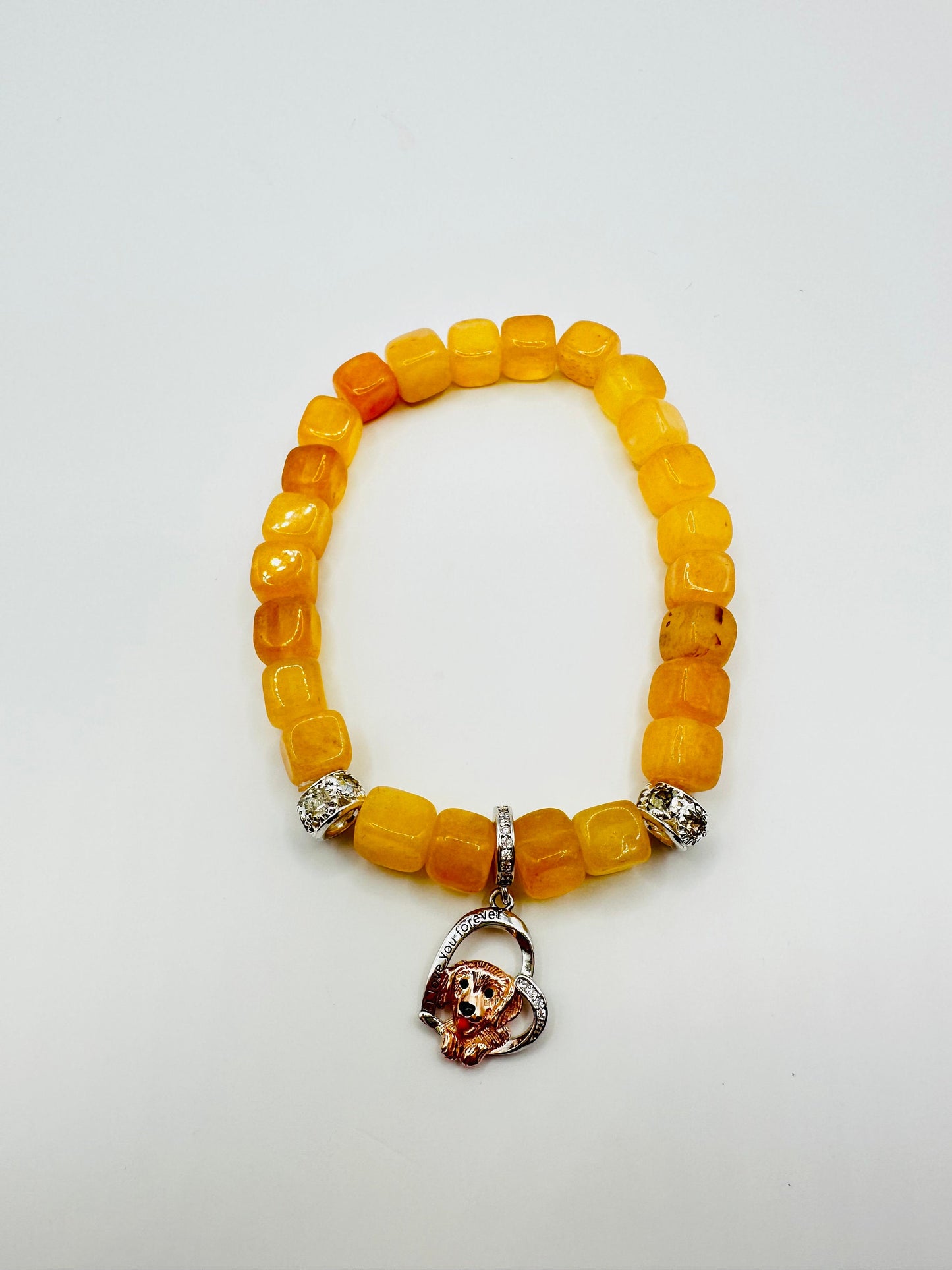 I Love You Forever Golden Retriever Charm Bracelet - Citrine Elegance for Eternal Love!